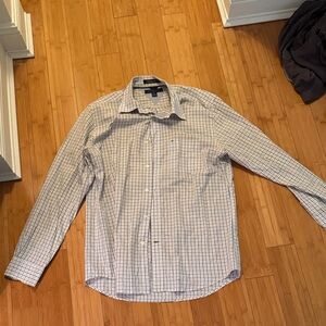Tommy Hilfiger Men's Blue and White Checkered Shirt